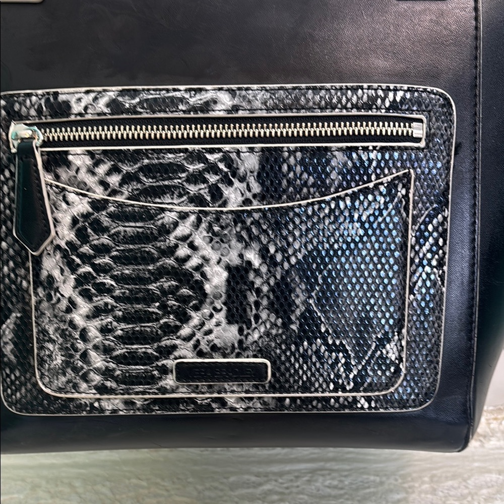 Vera Bradley Ella tote  Black and Gray Tote faux snakeskin pocket - Picture 2 of 11